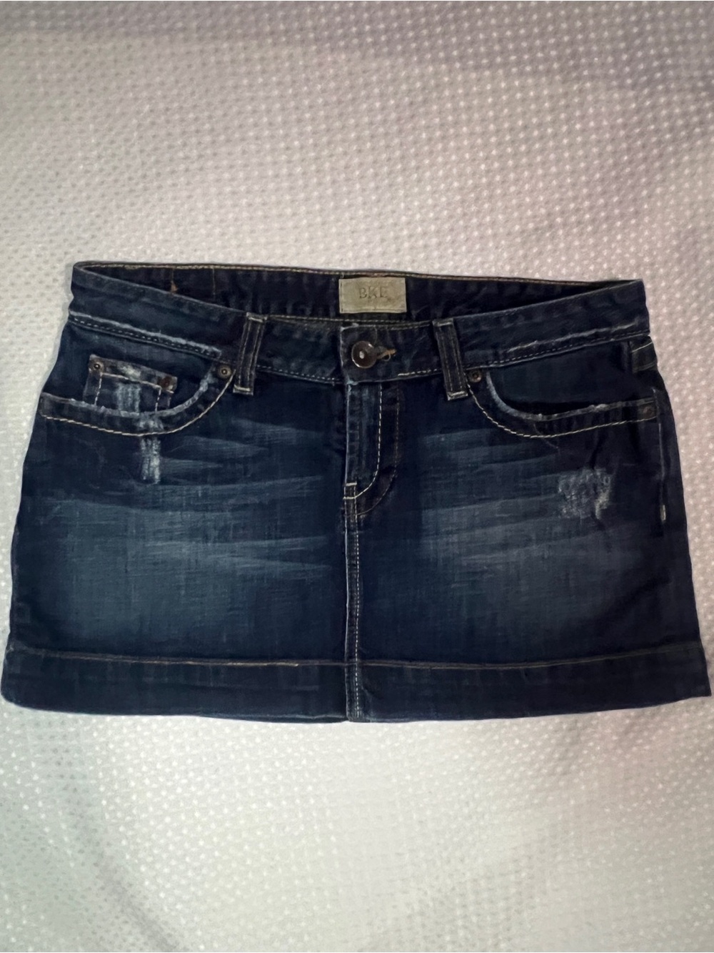 BKE Women’s Denim Mini Skirt, Dark Wash, Size 29